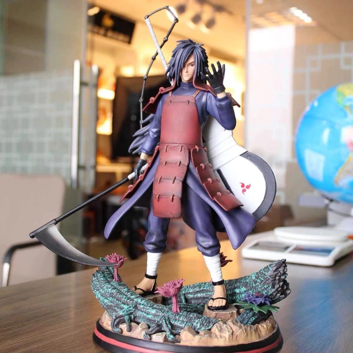 31cm Madara Uchiha Action Figure with Uchiwa Naruto Shippuden Anime Figurine Uchiha Madara Statue Toy